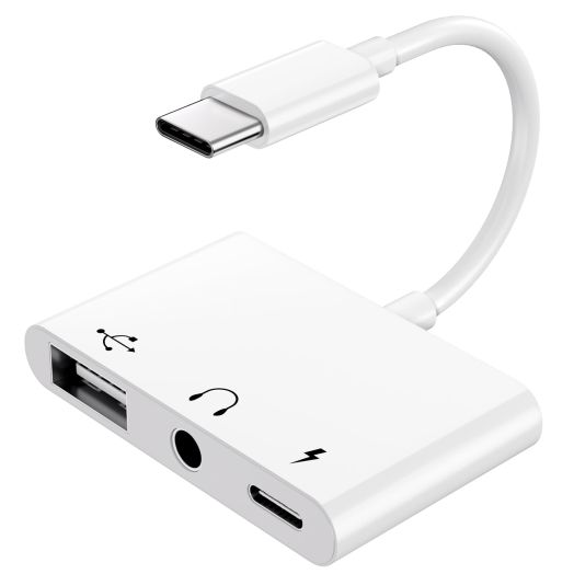 USB C to 3.5mm Audio Adapter,3 in 1 USB-C to USB Adapter with 3.5mm Headphone Jack Adapter and 60W PD Fast Charging,Compatible with Most Type-C Phones,Laptops,iPad Pro,Phone 15.