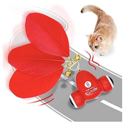 Automatic Cat Toy, Interactive Cat Toys for Indoor, Smart Cat Toys Feather with LED Lights & Bells, for Cat Toy USB Charging Play Moving Indoor
