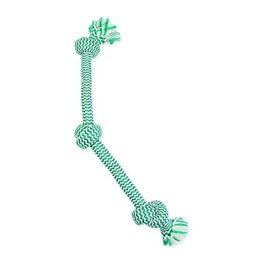 Mammoth Flossy Chews Extra Fresh 3 Knot Tug – Premium Cotton-Poly Yarn with Dental Floss Tug Toy for Dogs – Interactive Dog Rope Toy – Tug Dog Chew Toy for Large Dogs - Large, 25”