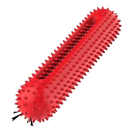 PETIZER Dog Squeaky Toys for Aggressive Chewers | Tough Toothbrush Dog Chew Toy | Nearly Indestructible Rubber Toys for Pet Training, Teeth Cleaning, Playing and Chewing for Medium & Large Breeds