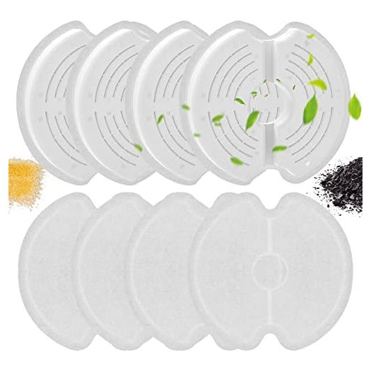 Cat Water Fountain Filters for 84oz/2.5L Stainless Steel Pet Fountain and 67oz/2.0L Plastic Cat Drinking Fountain, 8 Pack Pet Replacement Filters Set