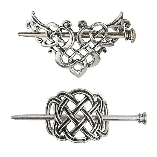 Tinsow 2 Pcs Silver Celtic Hair Slide Hairpins Hair Accessories Hair Clips, Creative Hair Barrette Minimalist Hair Claw Hair Pin Hair Accessories for Women (Style C H)