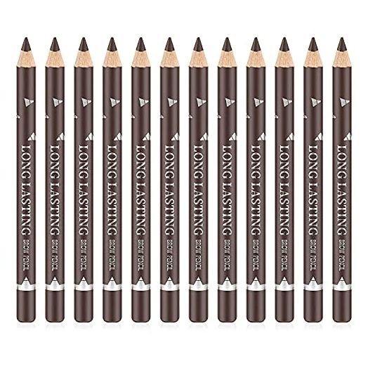 Go Ho 12 PCS Dark Brown Eyebrow Eyeliner Pencil Set, Waterproof Eyebrow Pencil,Long-lasting Sweat-proof Eyeliner Makeup Brow Tint Pen(Dark Brown)