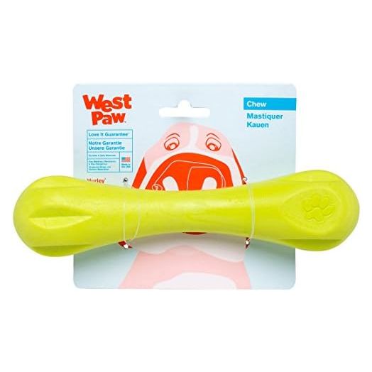 WEST PAW Zogoflex Hurley Dog Bone Chew Toy – Floatable Pet Toys for Aggressive Chewers, Catch, Fetch – Bright-Colored Bones for Dogs – Recyclable, Dishwasher-Safe, Non-Toxic, Large, Granny Smith