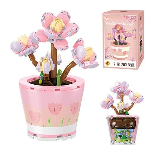 Mini Blocks 225PCS Succulent Plant Bonsai Building Set, Office and Room Decor Succulents Flowers Model Building Toys, Birthday Gift for Adult Boys Girls Woman (804206)