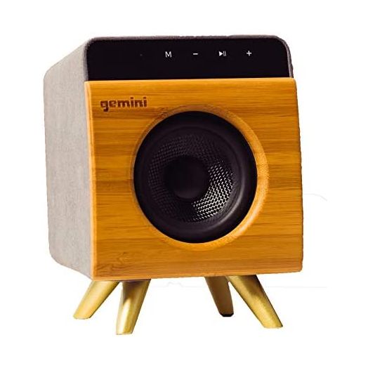 Gemini BRS-130 Portable Bluetooth Speaker 12W Stereo Sound with Built-in Mic and Battery, USB/SD Playback, 3.5MM Auxiliary Input, Wireless Speaker for Outdoors Travel and Home - Bamboo Finish