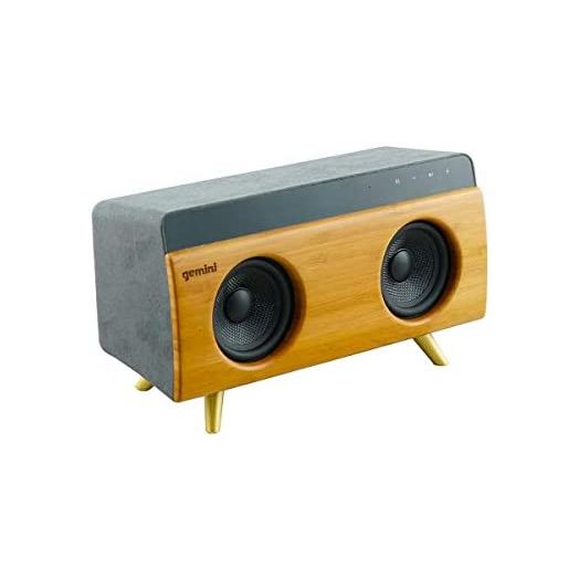 Gemini BRS-230 Portable Bluetooth Speaker 30W Stereo Sound with Built-in Mic and Battery, USB/SD Playback, 3.5MM Auxiliary Input, Wireless Speaker for Outdoors Travel and Home - Bamboo Finish