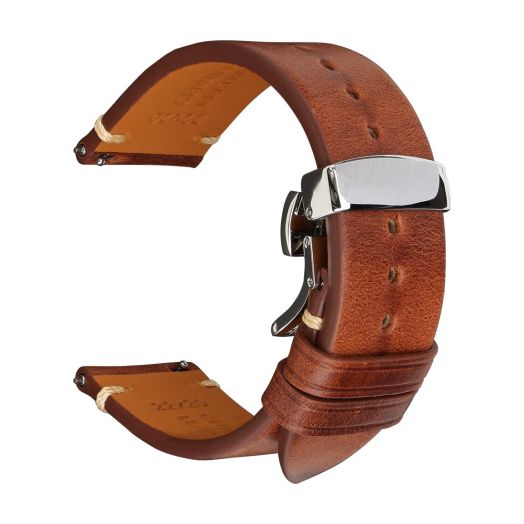 REZERO Quick Release Watch Band, Top Grain Leather Watch Straps for Men Women- 18mm 20mm 21mm 22mm 23mm 24mm Discoloration Leather Replacement Watchbands