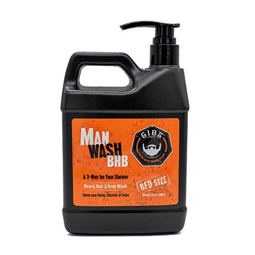 GIBS 3 in 1 Body Wash for Men - Beard & Hair Moisturizing, & Cleansing Liquid Body Wash with Tea Tree Oil, 3 sizes