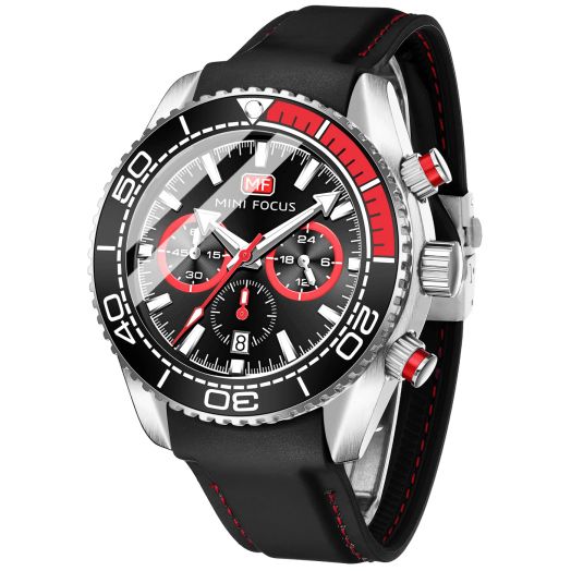MF MINI FOCUS Men Watch Silicone Men Wrist Watch Quartz Movement 3ATM Waterproof Multifunctional with Date Design Sporty Casual Business Dress Watches for Men Reloj de Hombre