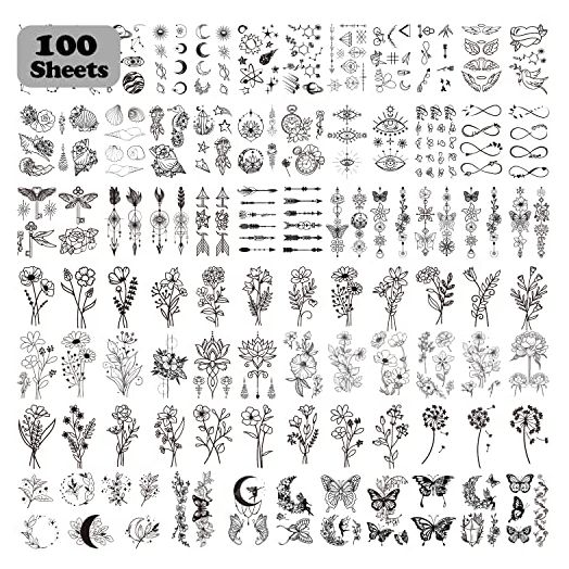 Cerlaza 100 Sheets Temporary Tattoos for Women Girls, 420 Mixed Styles Fake Tattoo Stickers that Look Real and Last Long, Realistic Henna Tattoo for Body Art Sticker