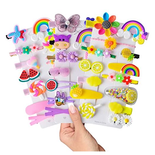 Baby Hair Clips, Hair Clips for Girls, Cute Hair Clips Candy Rainbow Cartoon Mini Hairpins Medium Toddler Girl Hair Barrettes Flower Fruit Butterfly Hair Clips Sweet Newborn Infants Kids Toddler Girls Hair Accessories