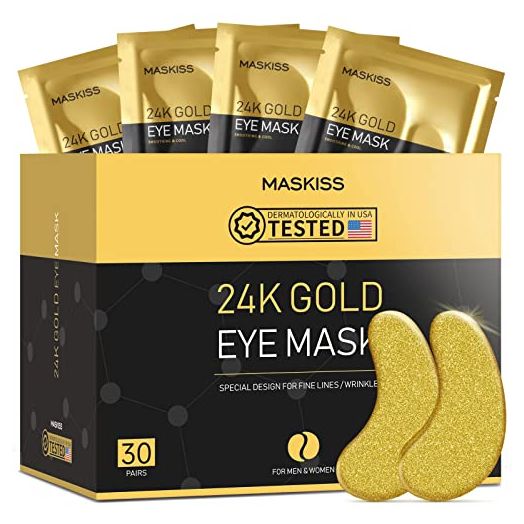 30-Pairs 24K Gold Under Eye Patches, Maskiss Eye Mask, Eye Patches for Puffy Eyes, Eye Masks for Dark Circles and Puffiness, Collagen Skin Care Products