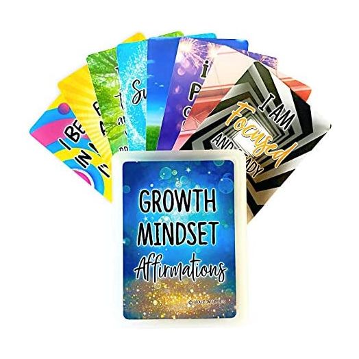 Growth Mindset Positive Affirmation Cards, 150+ Inspiring Questions, Colorful Deck with Storage Box, Mindfulness