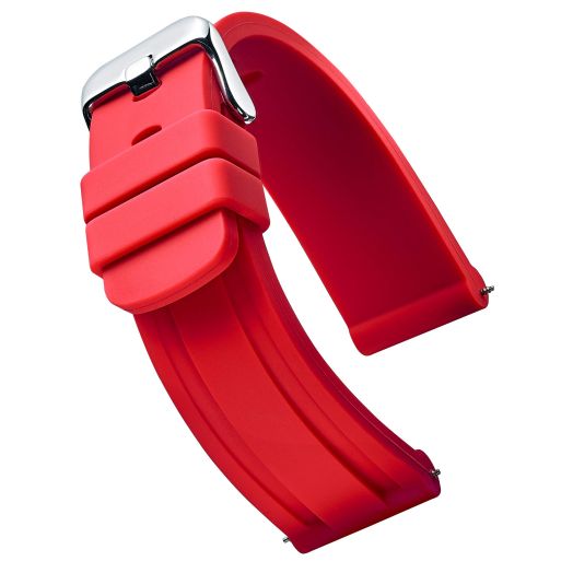 STUNNING SELECTION ALPINE Silicone sporty heavy duty watch band - Black, White, Orange, Blue & Red in sizes 18mm, 20mm, 22mm, 24mm & 26mm (24, RED)