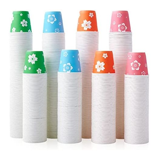 3oz Disposable Bathroom Cups, Colorful Disposable Mouthwash Cups, Mini Paper Cups (800 Pack)