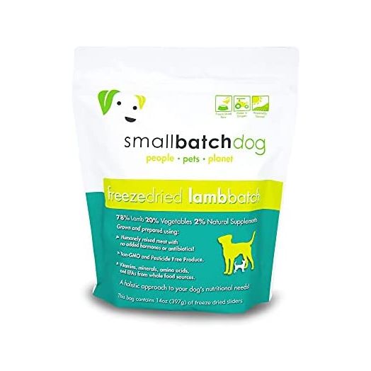 Smallbatch Pets Freeze-Dried Premium Raw Food Diet for Dogs, Lamb Recipe, 14 oz, Made in The USA, Organic Produce, Humanely Raised Meat, Hydrate and Serve Patties, Single Source Protein, Healthy