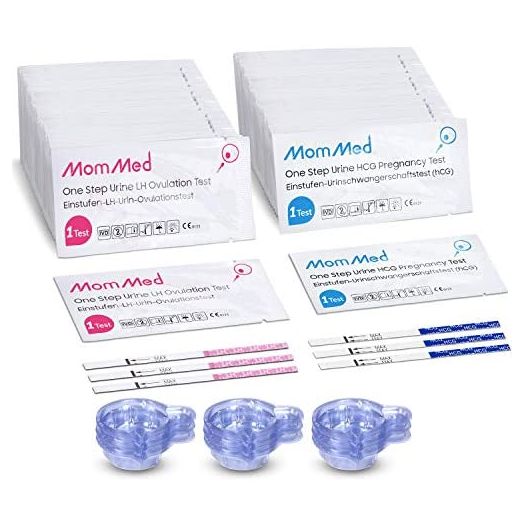 MomMed Ovulation and Pregnancy Test Strips (HCG20-LH60), Includes 20 Pregnancy Tests, 60 Ovulation Test Strips, 80 Urine Cups, Easy to Use Ovulation Predictor Kit, Accurate Fertility Test for Women