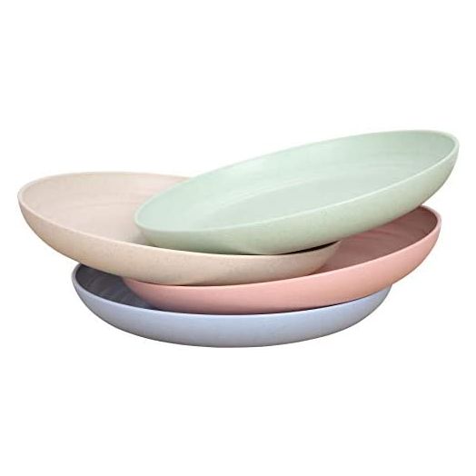 LuckyZone Unbreakable Wheat Straw Plates, Reusable, 7.8 Inches