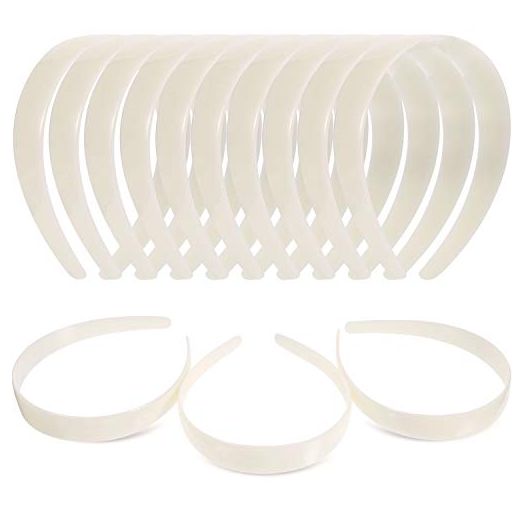 Hestya White Craft Plastic Headbands 1 Inch Plain No Teeth DIY Hair Bands Plain Headbands (40 Pieces)