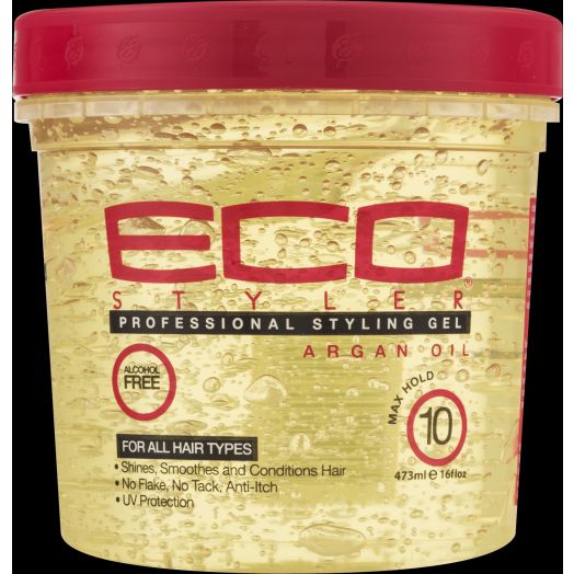 Ecoco Eco Style UV Protection Shine Enhancing Jar Hair Styling Gel with Argan Oil, 16 fl oz