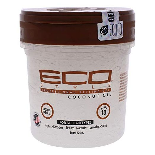 Ecoco Eco Style Gel - Coconut Oil - Adds Luster And Moisturizes Hair - Weightless Styling And Superior Hold - Prevents Breakage And Split Ends - Promotes Scalp Health - For All Hair Types - 8 Oz