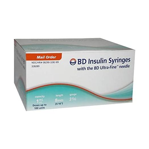 BD Ultra-Fine Insulin Syringes 31G 1cc 5/16" 90/bx