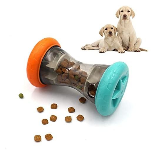 Aelflane Treat Dispensing Puzzle Toys for Small Dogs,Interactive Chase Toys,Perfect Alternative to Slow Feeder Dog Bowls to Improves Pets Digestion,Barbell-Shaped Dog Toys