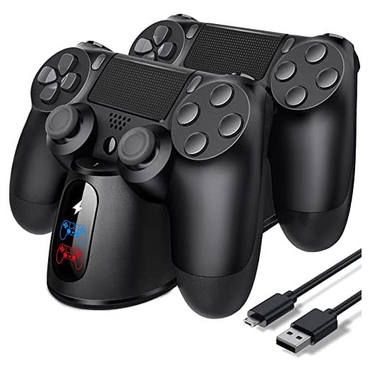 PS4 Controller Charger Station, PS4 Charger PS4 Charging Station for Playstation 4 Dualshock 4 Controller, Upgraded PS4 Charging Dock Station with Fast-Charging Port for Playstation 4 Controllers
