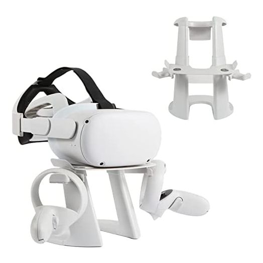 VR Stand,Durable and Stable VR Display Holder Compatible for Oculus Quest,Quest 2 or Rift S Headset and Touch Controllers(Gray)