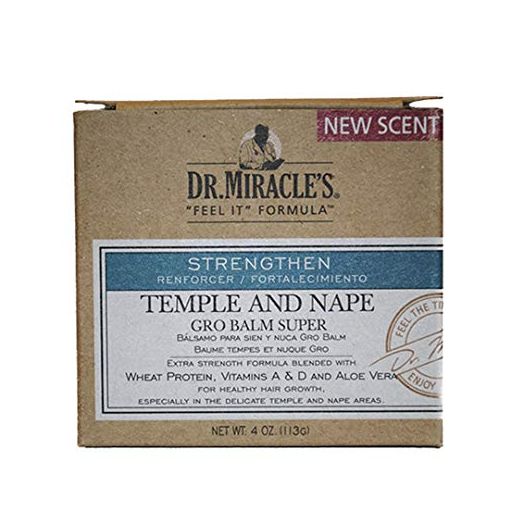 Dr. Miracle's Temple and Nape Gro Balm - For Healthy Hair Growth, Contains Wheat Protein, Aloe, Vitamin A, Vitamin D, Strengthens, Promotes Growth, 4 oz