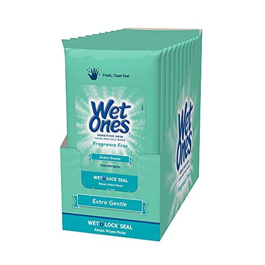 Wet Ones Sensitive Skin Hand Wipes, 20 Count (Pack Of 10)