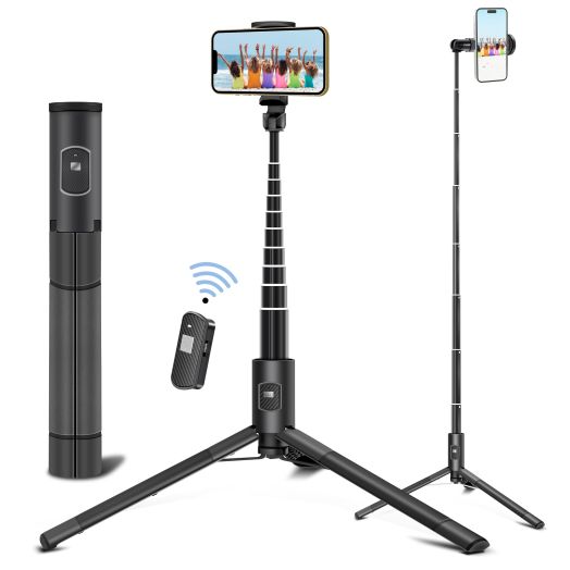 Selfie Stick Tripod, 60 inch Extendable Tripod Stand Phone Tripod Camera Tripod Wireless Remote Shutter Compatible with iPhone 13 12 11 pro Xs Max Xr,Android/Cameras