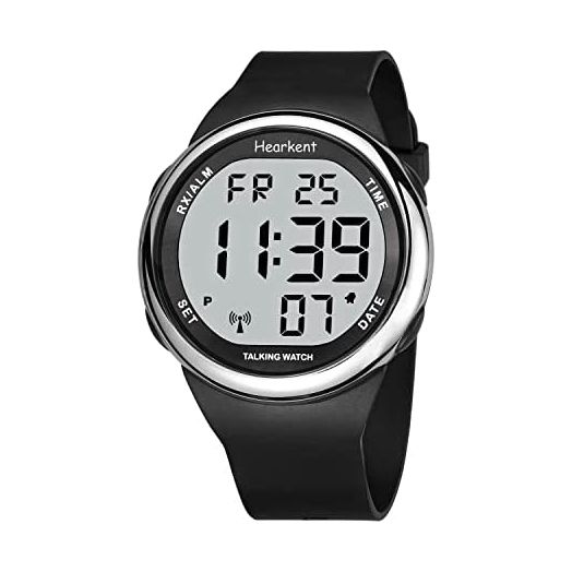 Hearkent Atomic Talking Watch Sets Itself for Visually impaired or Seniors LCD Big Number Easy-to-Read Talking Watch for Elderly