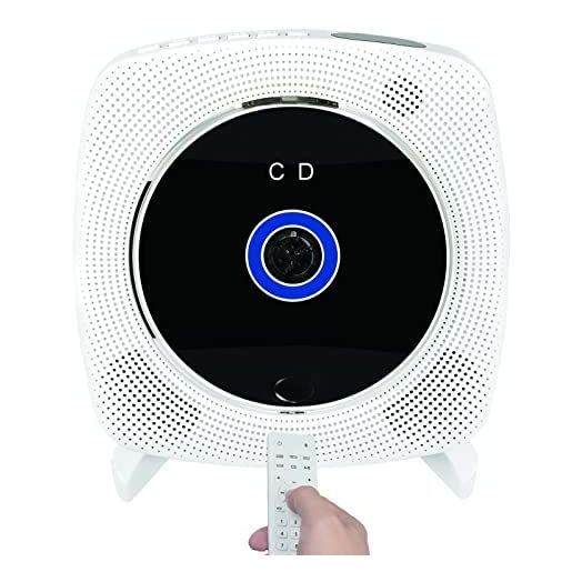 Bluetooth Portable CD Player with Speakers, Wall Mounted CD Player with FM Radio, USB Read, AUX Line, Placement Desktop or on Bracket, Remote Controllable, Compatible Formats, Wired Powered