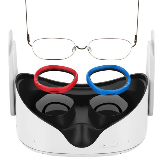 AMVR 6 Pairs Glasses Spacer for Oculus Quest 2, VR Lens Protector Accessories Silicone Anti-Scratch Ring to Protect Headset Lens and Glasses Compatible with Meta Quest 1/Rift S/Go(Red & Blue, Black)