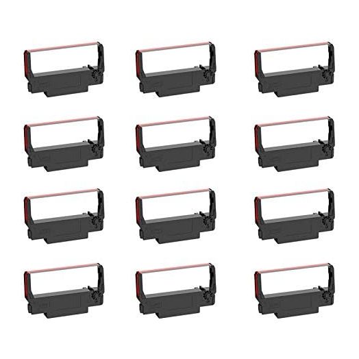 Bigger Replacement for ERC-30, ERC 30 34 38 B/R Compatible Ribbon Used with Epson ERC30 ERC34 ERC38 NK506 Printer (Black and Red, 12 Pack)