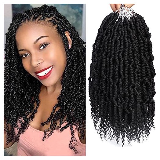 MIRRA'S MIRROR Bomb Twist Crochet Hair 14 Inch 6 Packs Passion Twist Hair Spring Twist Crochet Hair Kinky Twist Crochet Hair Pre Looped Pre Twisted Synthetic Crochet Hair for Black Women (1B)