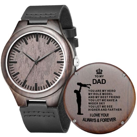 Engraved Wood Watch Gifts for Dad – Fathers Day Dad Gifts from Son Daughter, Gifts for Dad Wooden Watch, Christmas Gifts for Dad Best Gifts for Dad Birthday
