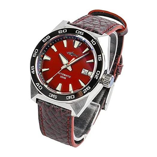 Heimdallr Watch Men Automatic Mechanical with Leather Strap C3 Luminous Diver Wrist Watches