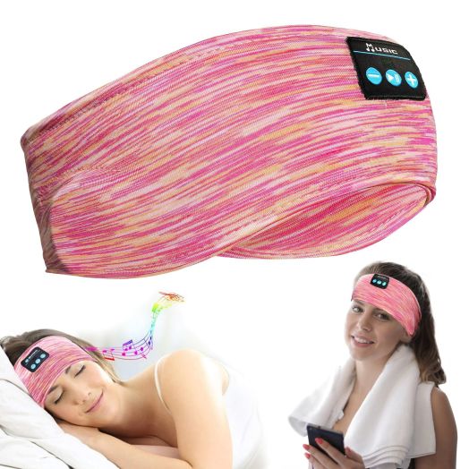 Bluetooth Headphones, Sleep Headphones Headband Wireless for Sleeping Side Sleepers - adjustable sleep headphone, and Bluetooth Headbands for Women (Pink)