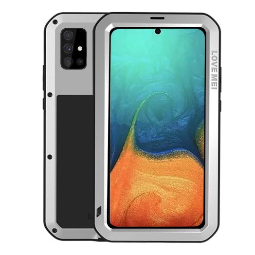 Samsung A51 5G Military Metal Case with Built-in Screen Protector Full Body Rugged Silicone Drop Protection Cover Heavy Duty Hybrid Shockproof Armor Tough Case for Samsung A51 5G (Sliver)