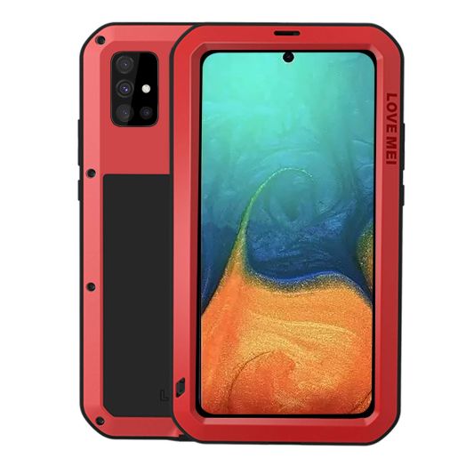 Samsung A21 Metal Bumper Military Rugged Case with Screen Protector Silicone Full Body Hybrid Solid Shockproof Heavy Duty Armor Defender Tough Back Cover for Samsung A21 (Red, A21)