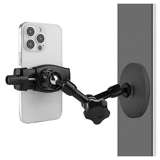 Magnetic Phone Holder,Heavy Duty Phone Mount for Truck/Tractor/Forklift/Boat/Motor Vehicles,Fit 3.5~7.5" iPhone/Nexus/Smartphone,360°Adjustable Arm 3.46" Magnetic Base