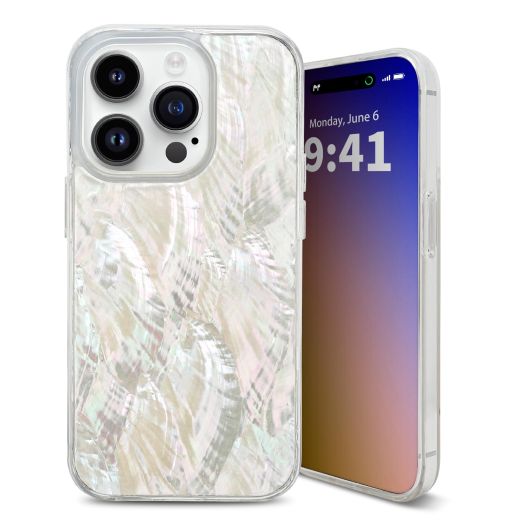 for iPhone 13 Pro Case Made with Unique Genuine Seashell, Durable | Stunning Gorgeous | Drop Protection | Luxury Aesthetic Cover Compatible with Apple iPhone 13 Pro 6.1 inch (Beige)