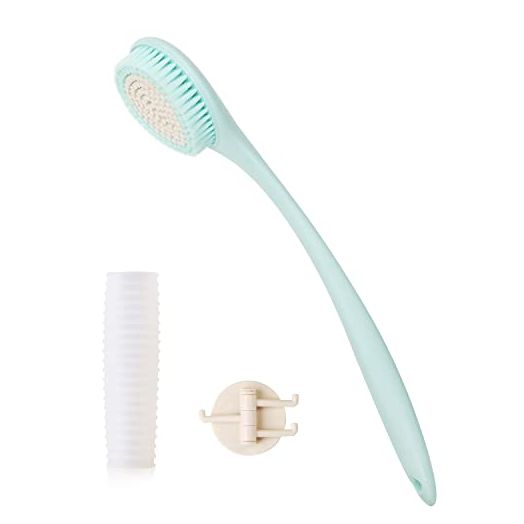 BEDELITE Back Bath Brush Long Handle for Shower - Ergonomic Streamlined Back Brush Scrubber(16.4" Long), Bath Scrubber Body Brush for Showering, Shower Brush for Men & Women(Blue)