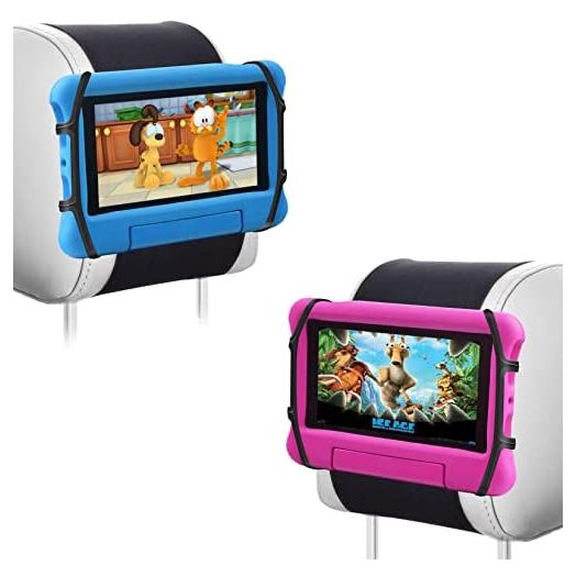 Car Headrest Mount Silicon Holder - 2 Pack Universal Tablet Holder for Car Kids Tablets Car Mount Angle-Adjustable Car Headrest Holder Fits All 7-11 inch Tablets and Switch Game Machine