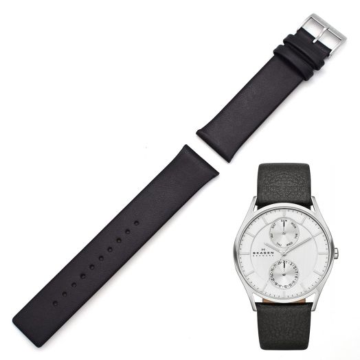 21mm Spring Bar Genuine Leather Watch Strap Replacement for Skagen SKW6086 SKW6219 SKW6237 SKW6449 SKW6449 (black)