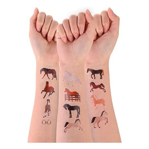 24 Sheets Horses Temporary Tattoos, Horses Birthday Decorations Party Favors