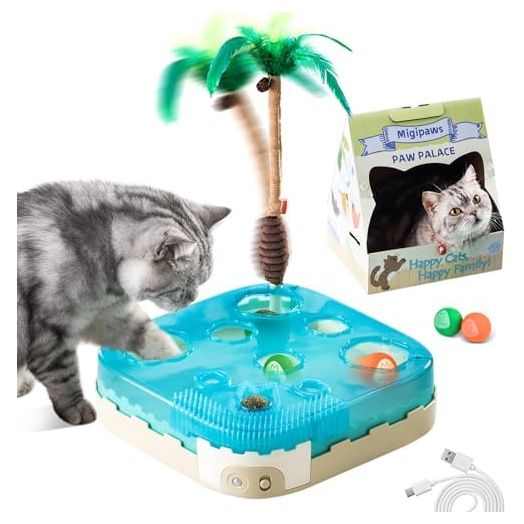 Migipaws Cat Toy Paw Palace, 7-in-1 Interactive Kitten Toys Pack, Rechargeable, Portable, Lightweight, Indoor Use, Best for Small Breeds
